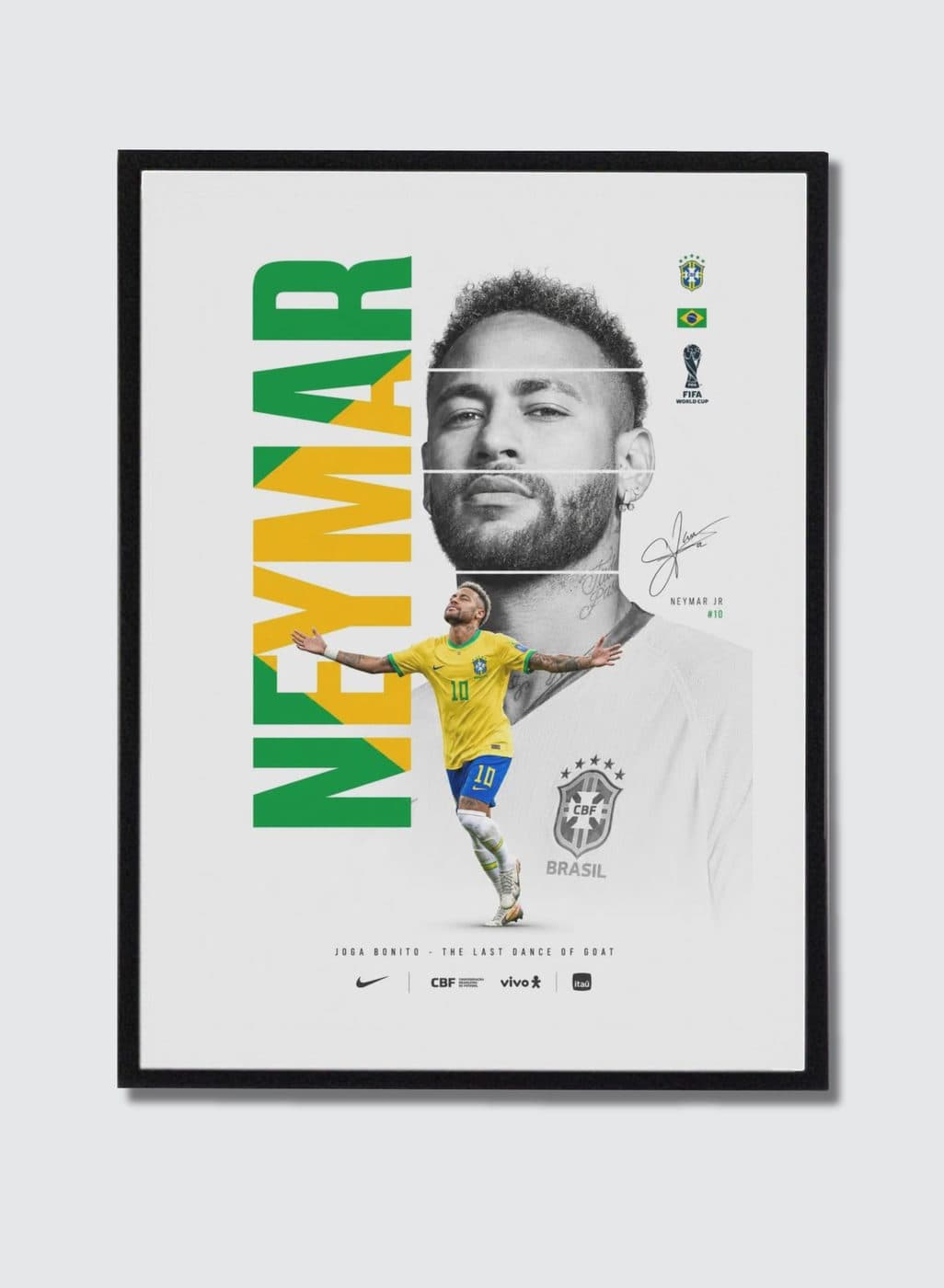 Neymar — Joga Bonito — Brasil, framed poster