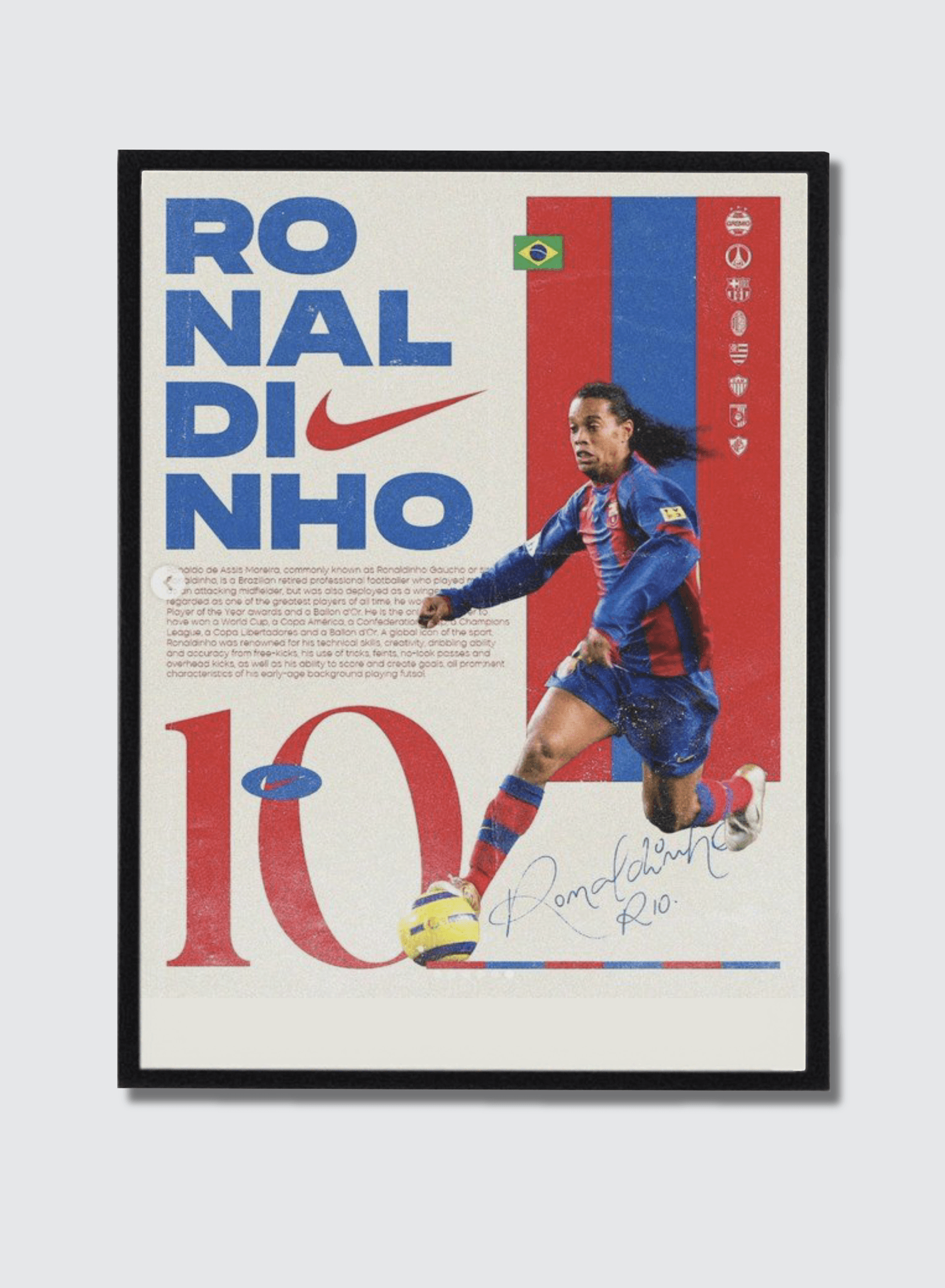 Ronaldinho — Barcelona — Joga Bonito, framed poster