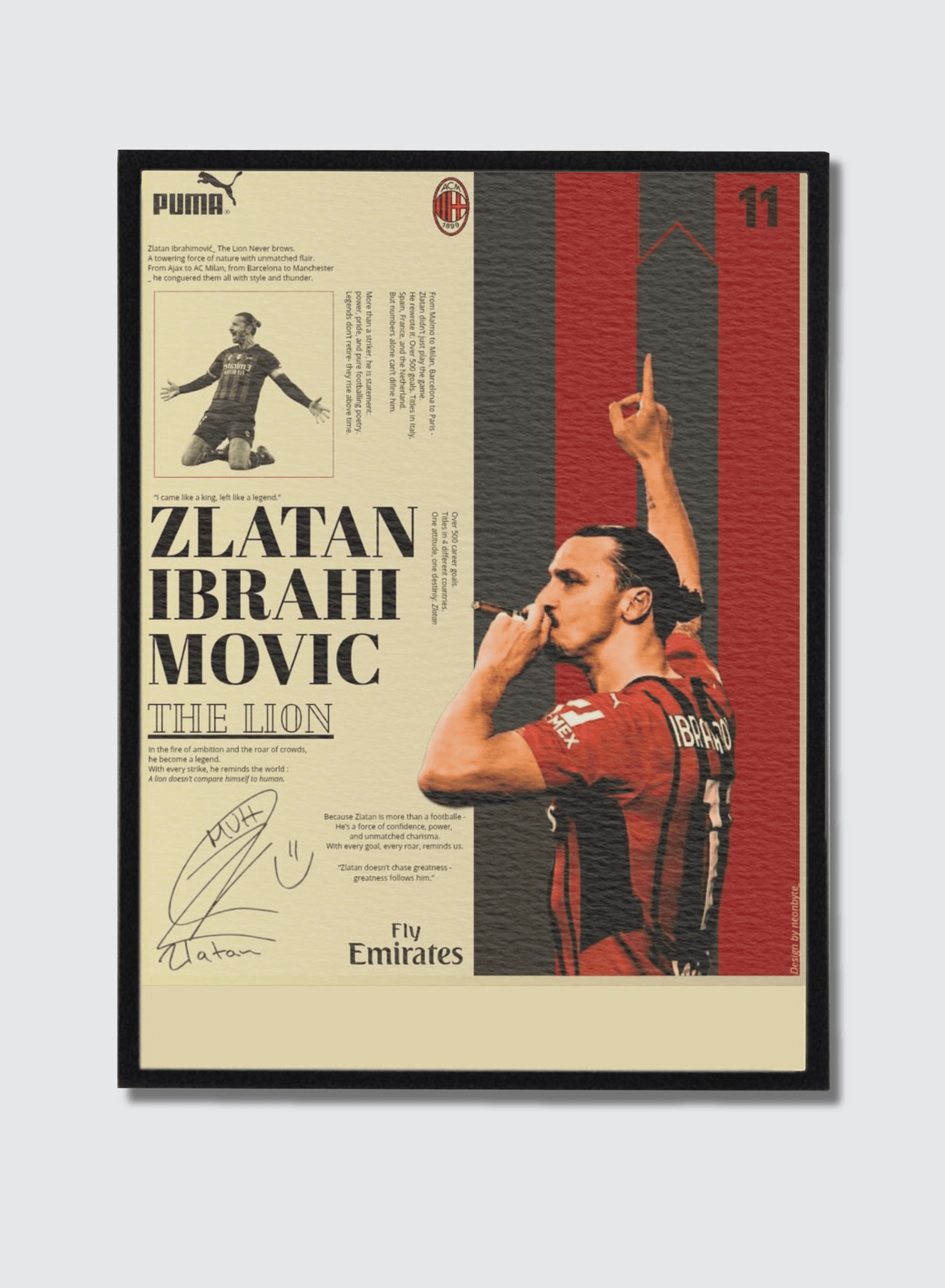Zlatan Ibrahimović — AC Milan, framed poster