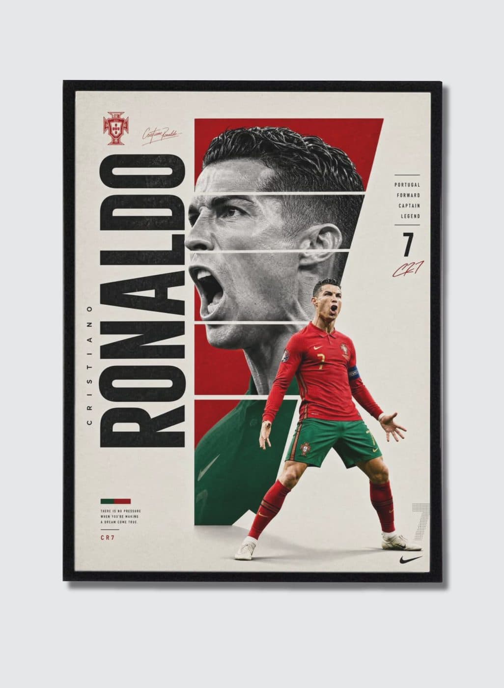 Ronaldo — Portugal — Captain, Legend, framed poster